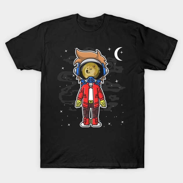 Hiphop Astronaut Dogecoin DOGE Coin To The Moon Crypto Token Cryptocurrency Wallet Birthday Gift For Men Women Kids T-Shirt by Thingking About